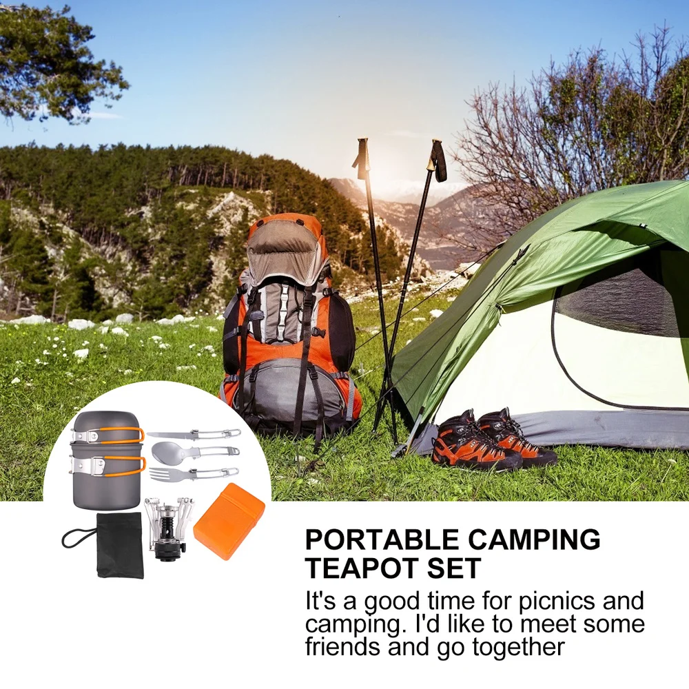 

1 Set Outdoor Camping Pot Set Portable Barbecue Cutlery Kit Pot Sets