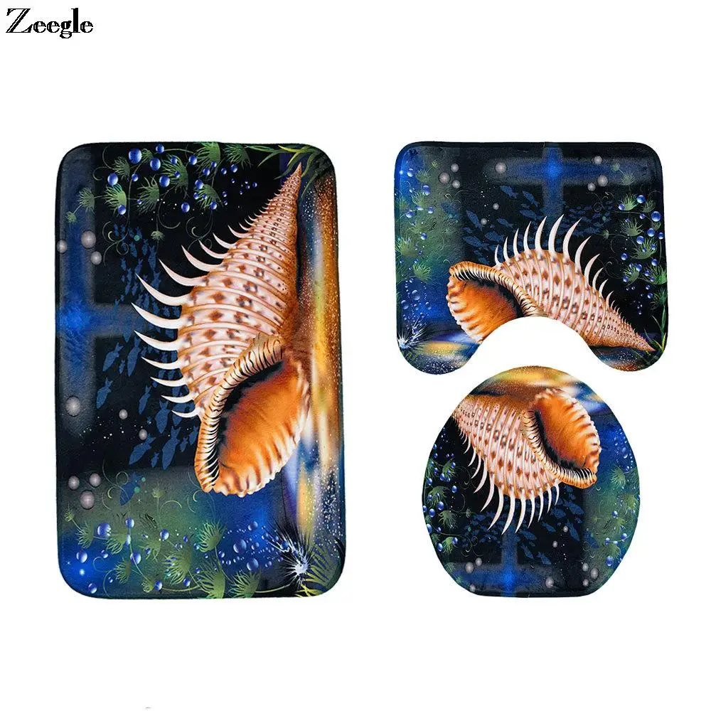 

Домашний набор туалетных принадлежностей с принтом большой раковины Набор ковриков для ванной комнаты домашний Декор коврик для ванной Пр...