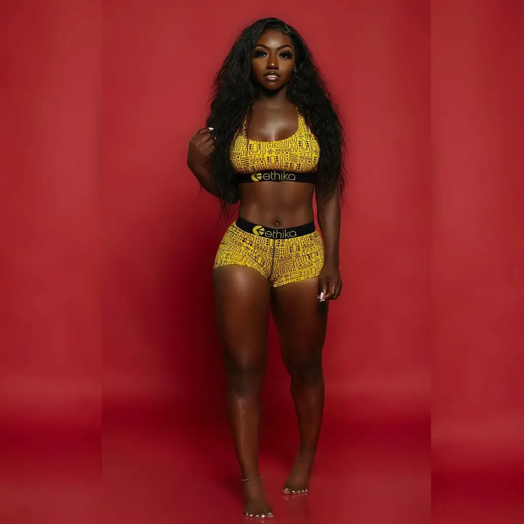 

Women 2 Piece Set Printed Tube Crop Top Biker Shorts Suit Bodycon Outfits Slim Party Club Clothing Plus Size 2 piece Set Women