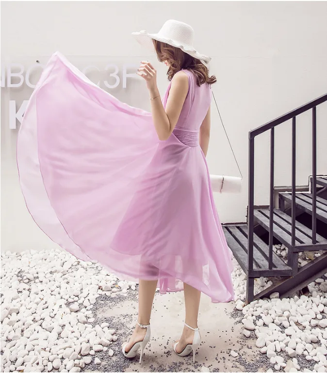 2019 модное летнее пляжное шифоновое платье в стиле бохо Элегантная туника без