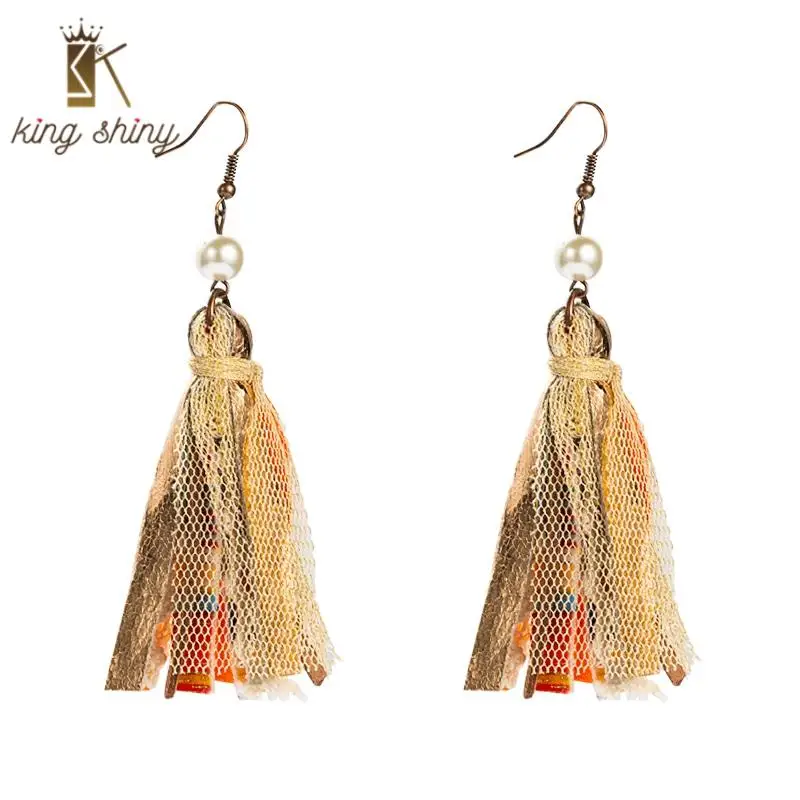

Ethnic Bohemian Lace Fabric Tassel Earrings for Woman Vintage Hand Made Beach Long Drop Statement Earring Girl Party Ear Jewelry