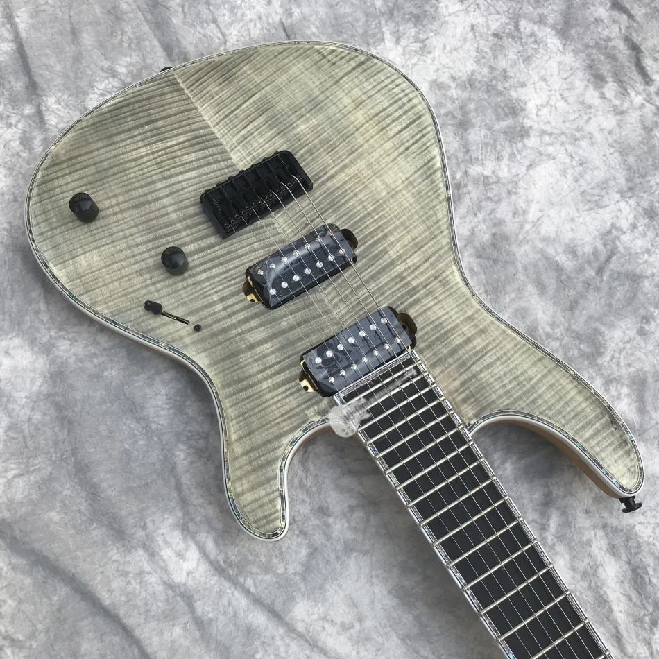 Custom shop электрогитара на заказ, стиль,7-струнная матовая отделка, корпус через шею, Пользовательский логотип и цвет