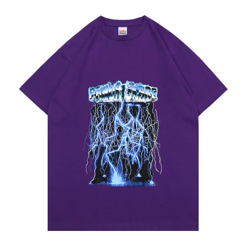 

Hot New Lightning Print T-Shirt Streetwear Black Tshirts Men Women Oversized Losoe Tshirt Man Hip Hop T Shirt Summer Cotton Tee