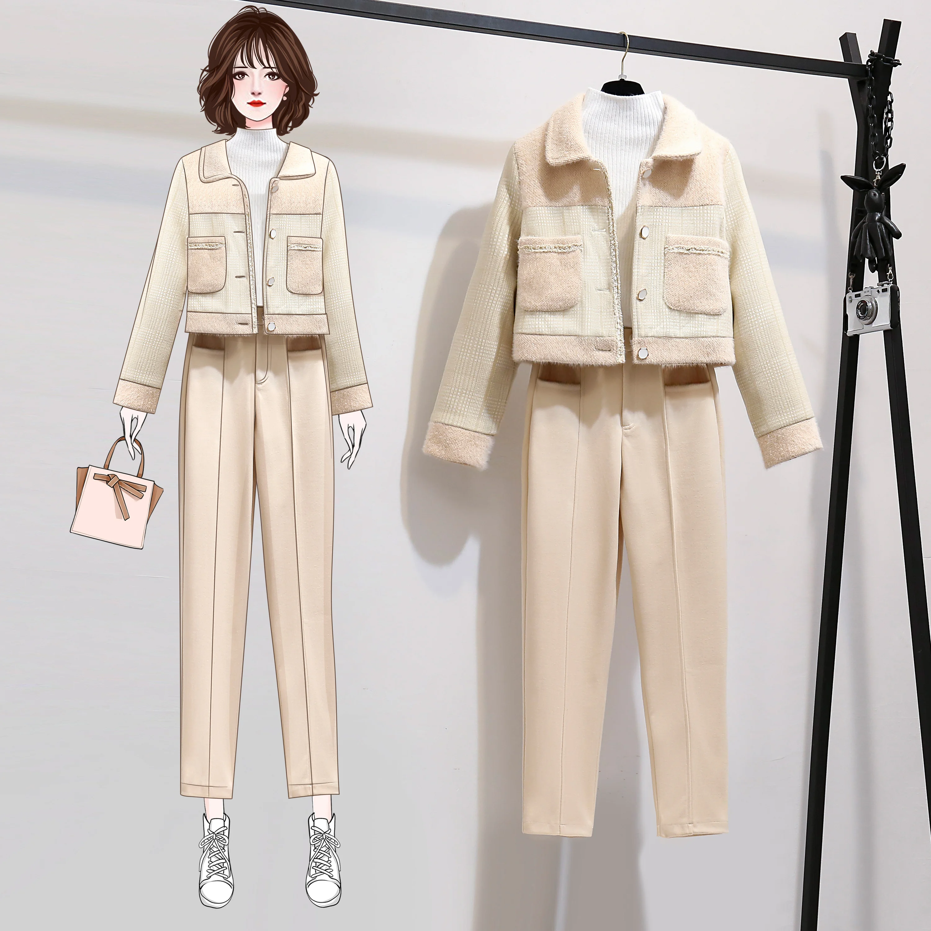 JSXDHK зимний женский комплект из 2 предметов Высококачественная короткая куртка