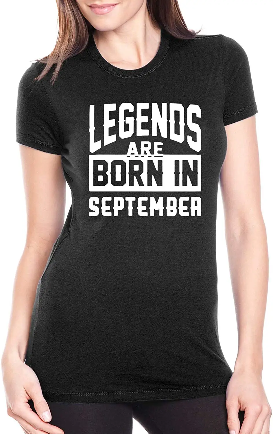 Legends Born in September | белый дизайн женская футболка Junior Fit с графическим рисунком