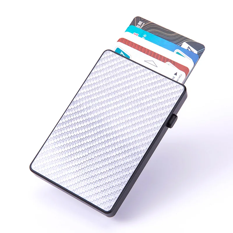 

2021 Popular New Thin Wallet RFID Antimagnetic Metal Card Holder Carbon fiber Cardholder Economic Fashion Man Purse For Gift