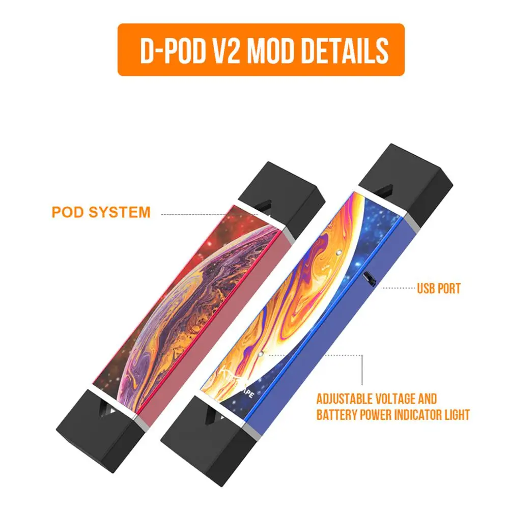 Volcanee D-POD V2 мод двойной Pod 400 мАч батарея 0 7 МЛ Основные характеристики керамики