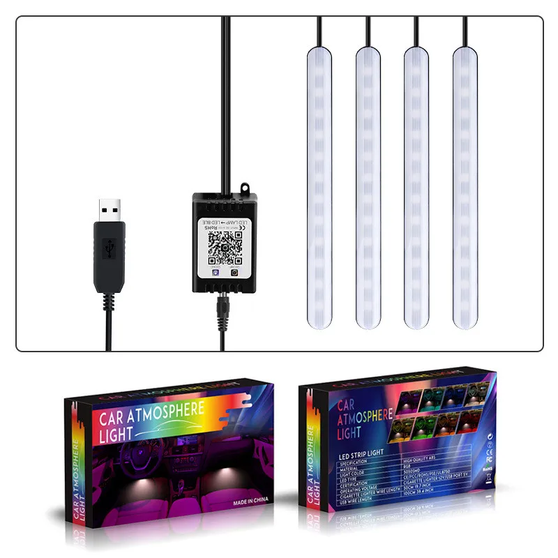 USB APP Автомобильный атмосферный светильник, ножной светильник USB/сигаретный светильник er с дистанционным управлением, декоративный внешний светодиодный светильник, аксессуары - Испускаемый цвет: USB APP
