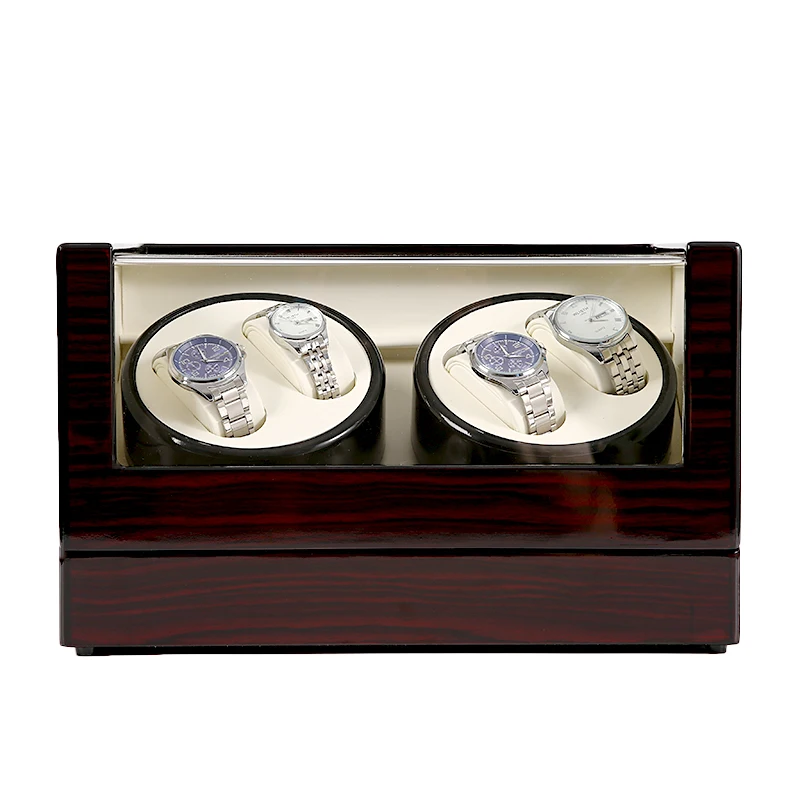 Wood Watch Winder Box 4+0 Automatic Watches Storage Jewelry Holder Display Piano Wooden Ultra Quiet Motor Shaker | Наручные часы