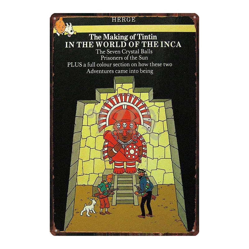DU3004 Tintin мультфильм металлическая жестяная вывеска потертый шик стены Детская комната кофе магазин домашнего искусства ремесло Тики Бар Декор 30X20 см DU2993 - Цвет: DU3004