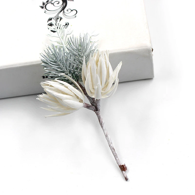 8*16 см белые Искусственные сосновые цветы пластиковая шелковая серая трава