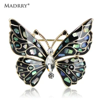 madrry alloy metal vivid butterfly brooches for women abalone shell enamel craft broches suit dress accessories sweater bjoux