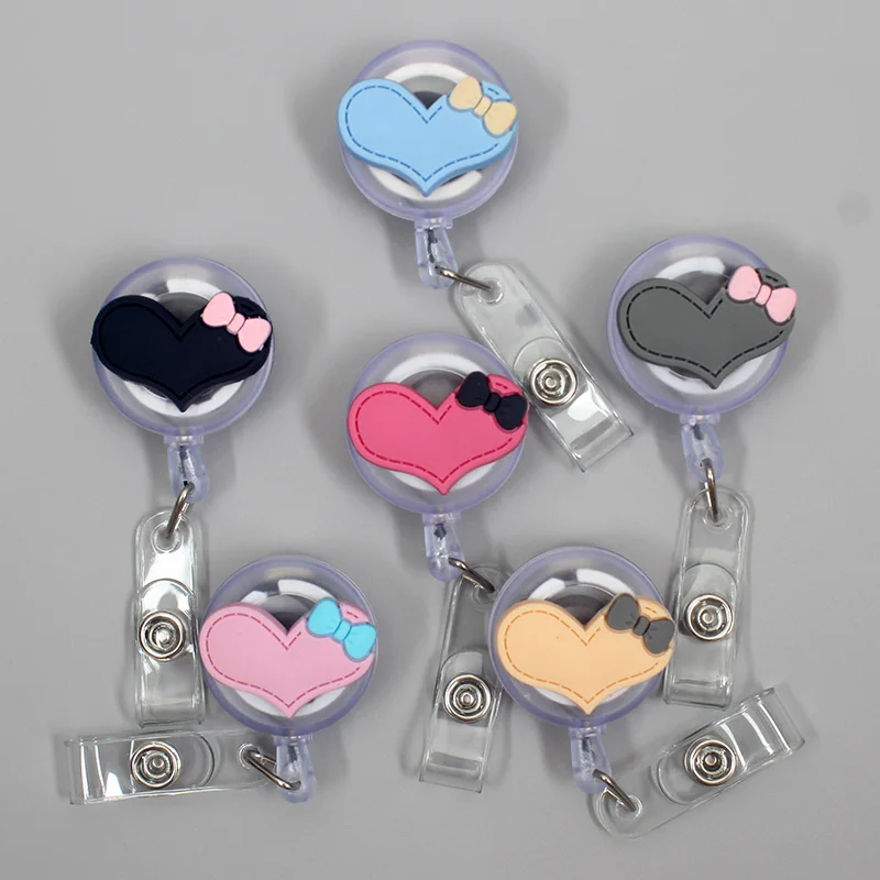 

Colors Girl Cute Bowknot Love Heart Clown Retractable Creative Badge Card Holder Reel Nurse Exhibition Enfermera Name Card Chest