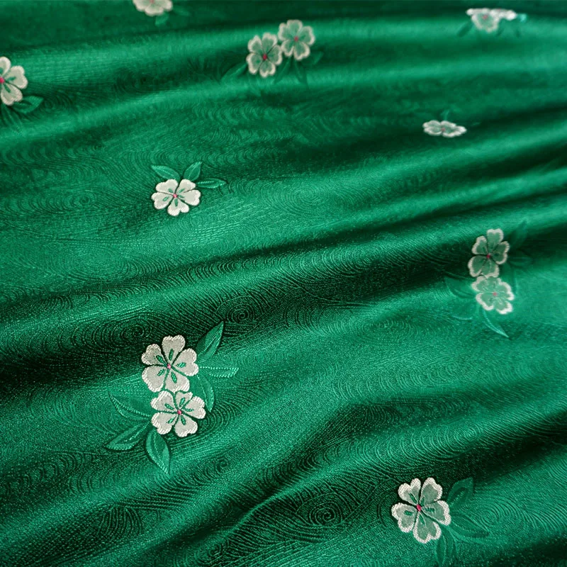 

CF925 Green Peach Blossom Chinese Silky Brocade Stain Fabric Chinese Style Clothes/Home Textiles Jacquard Brocade Fabrics