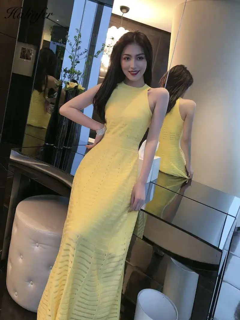 Halinfer 2019 новое летнее женское длинное сексуальное обтягивающее платье с круглым