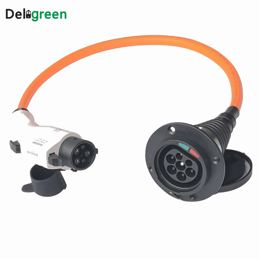 Адаптер Type1 к Type2 32A SAE J1772 IEC 62196 2 зарядный кабель для электромобиля 0 5 м Мама папа