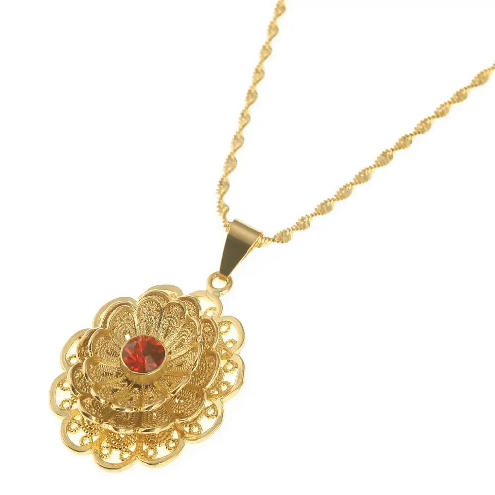 Эфиопская Мода Подвески Ожерелья для женщин Африканский Золотой Цвет Дубай