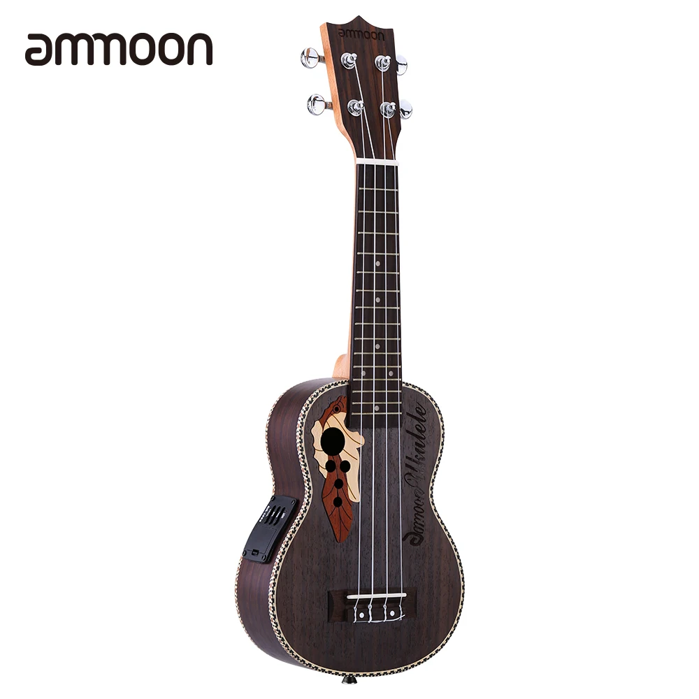 

ammoon Spruce Ukelele 21" Ukulele Acoustic Ukelele with Ukulele Bag 15 Fret 4 Strings Musical Instrument with Built-in EQ Pickup