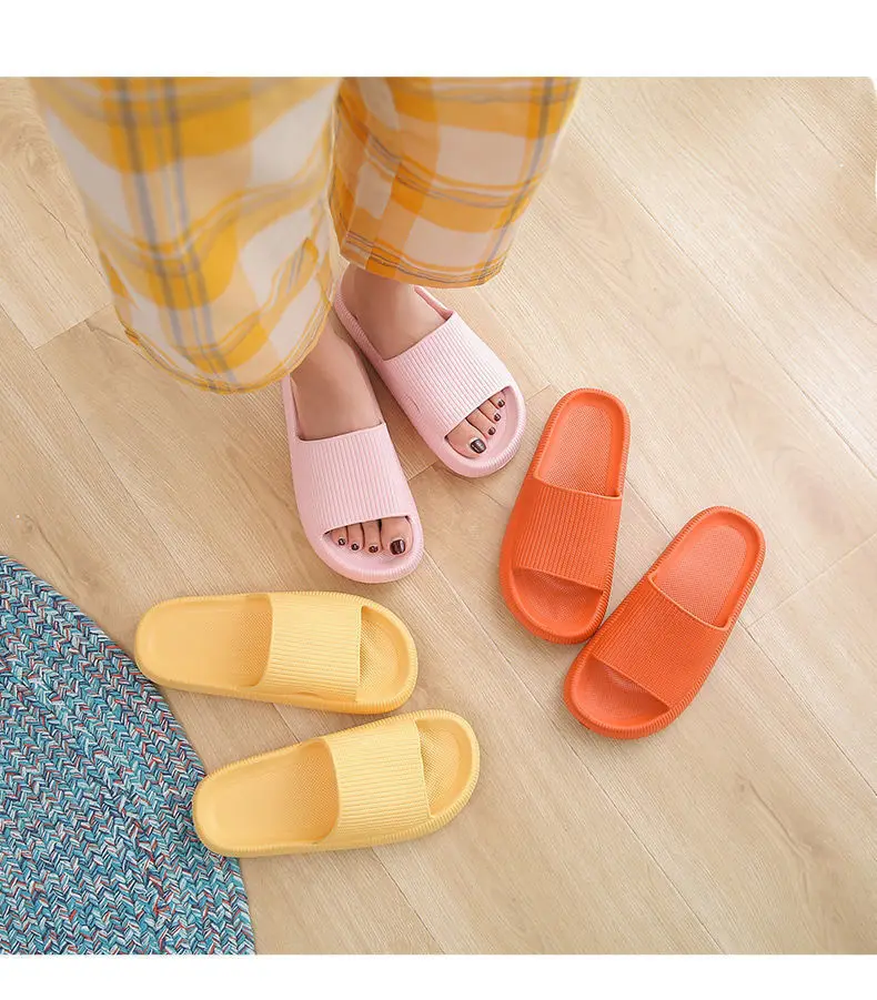 

Thick Sole Indoor Women Bath Slippers EVA Ag+ Antibacterial Lovers Platform Shoes Non-slip Ladies Slides Sandals