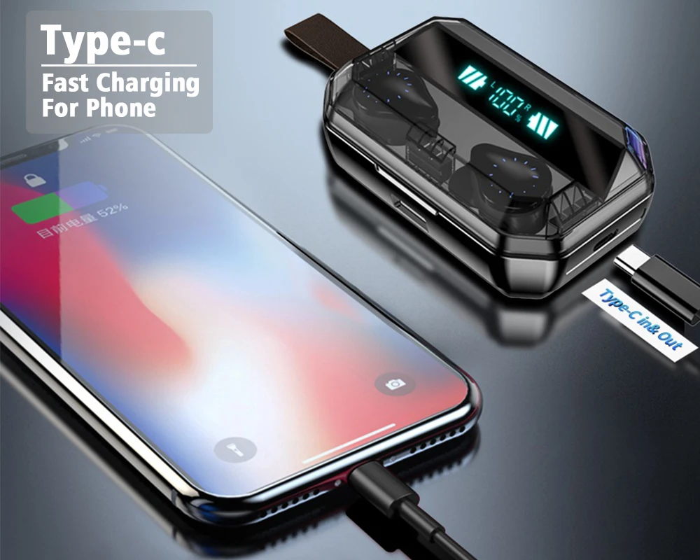 KAYINUO 9D стерео HIFI bluetooth наушники 5,0 8000 мАч Внешний аккумулятор IPX7 Водонепроницаемая TWS беспроводная гарнитура с микрофоном сенсорной клавишей