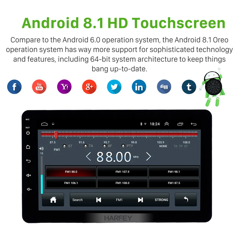 Универсальная Автомагнитола Harfey 2 Din с GPS 8 дюймов Android 9 1 HD стереоплеер для Nissan TOYOTA