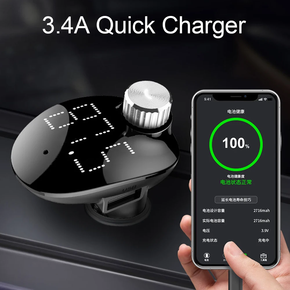 JINSERTA Handsfreee автомобильный Bluetooth fm-передатчик, двойное USB зарядное устройство, автомобильный mp3-плеер 3,5 мм, AUX аудио выход с TF U диском