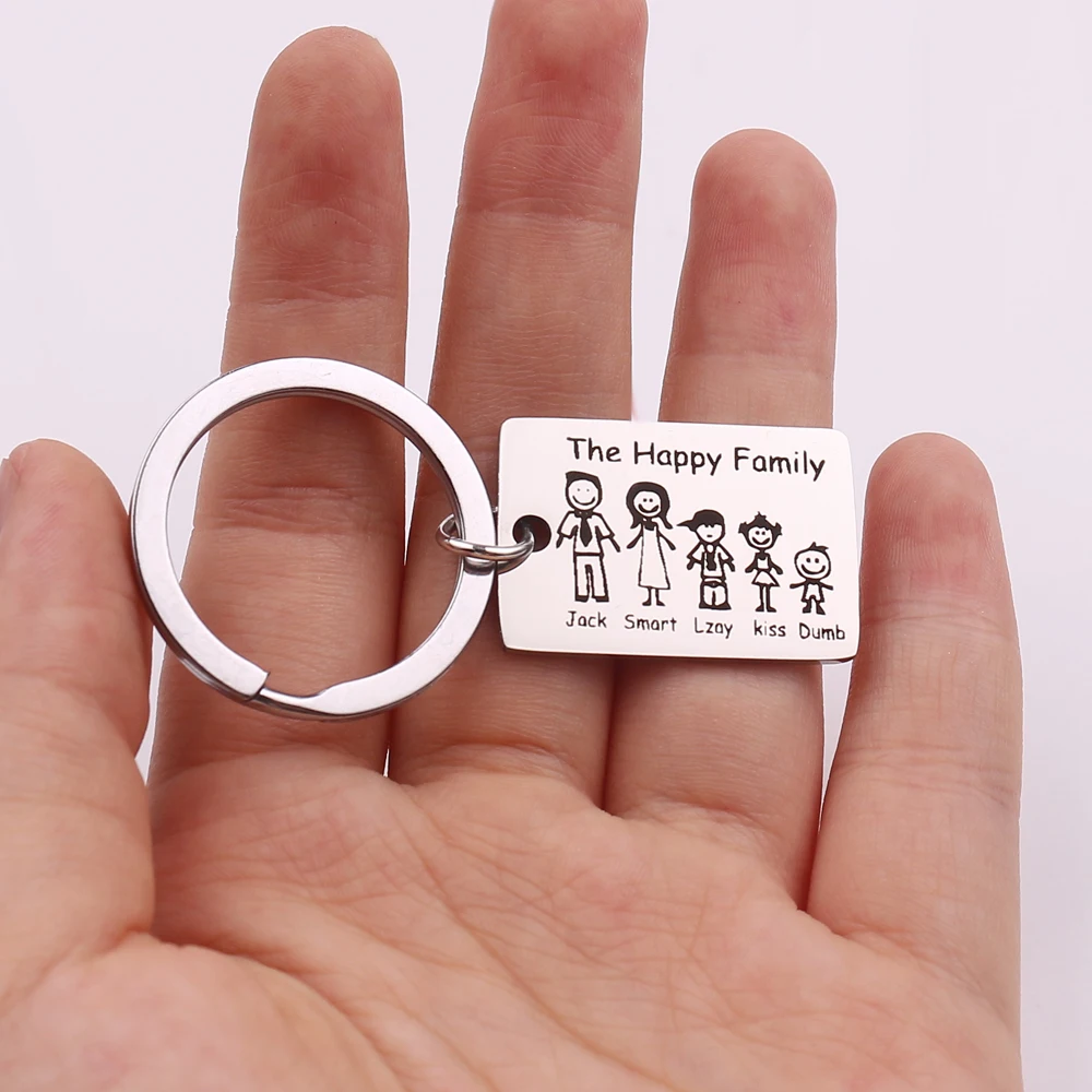 Брелок для ключей с именем на заказ Детская бижутерия Счастливая семья
