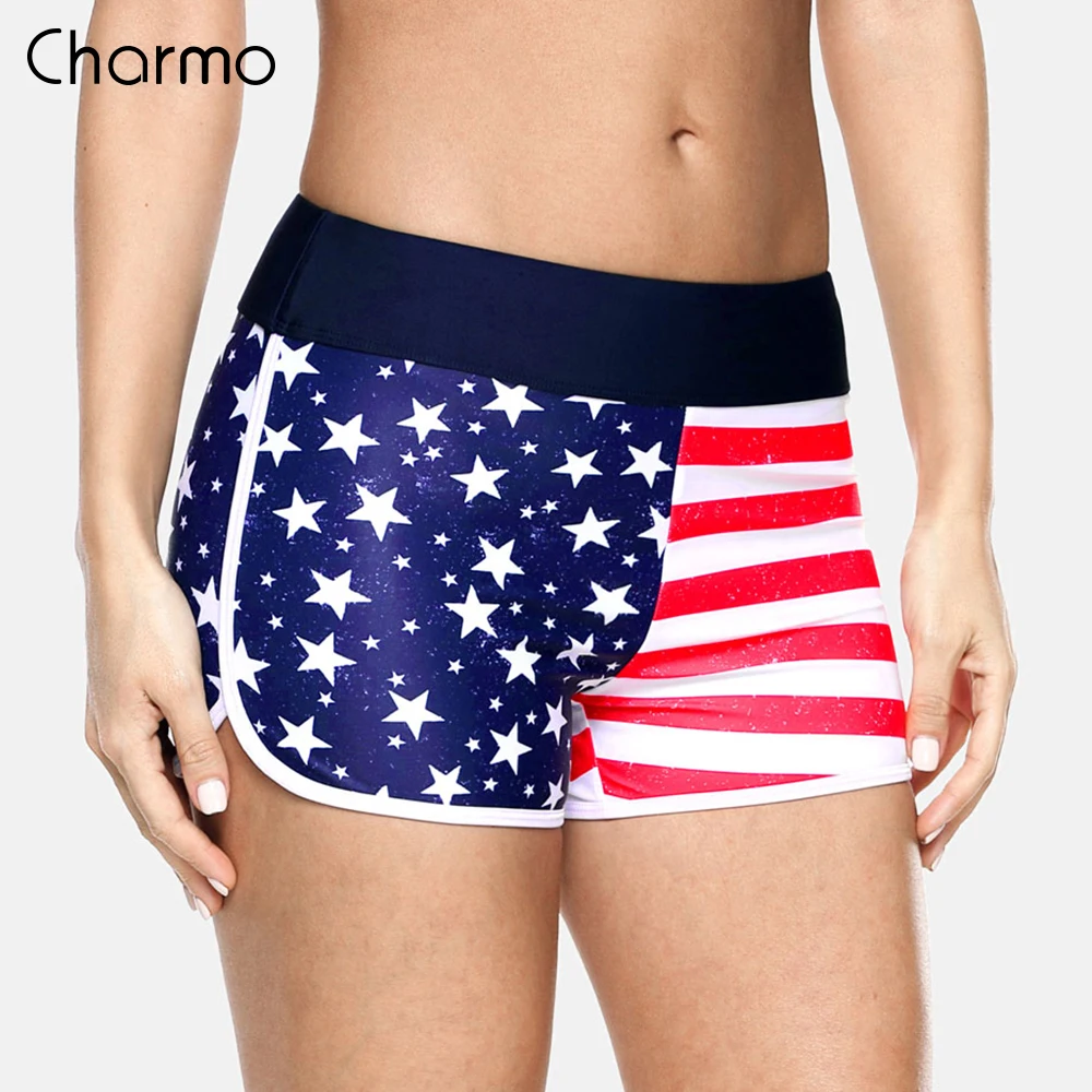 Женские шорты для плавания Charmo пляжные с американским флагом женские плавки