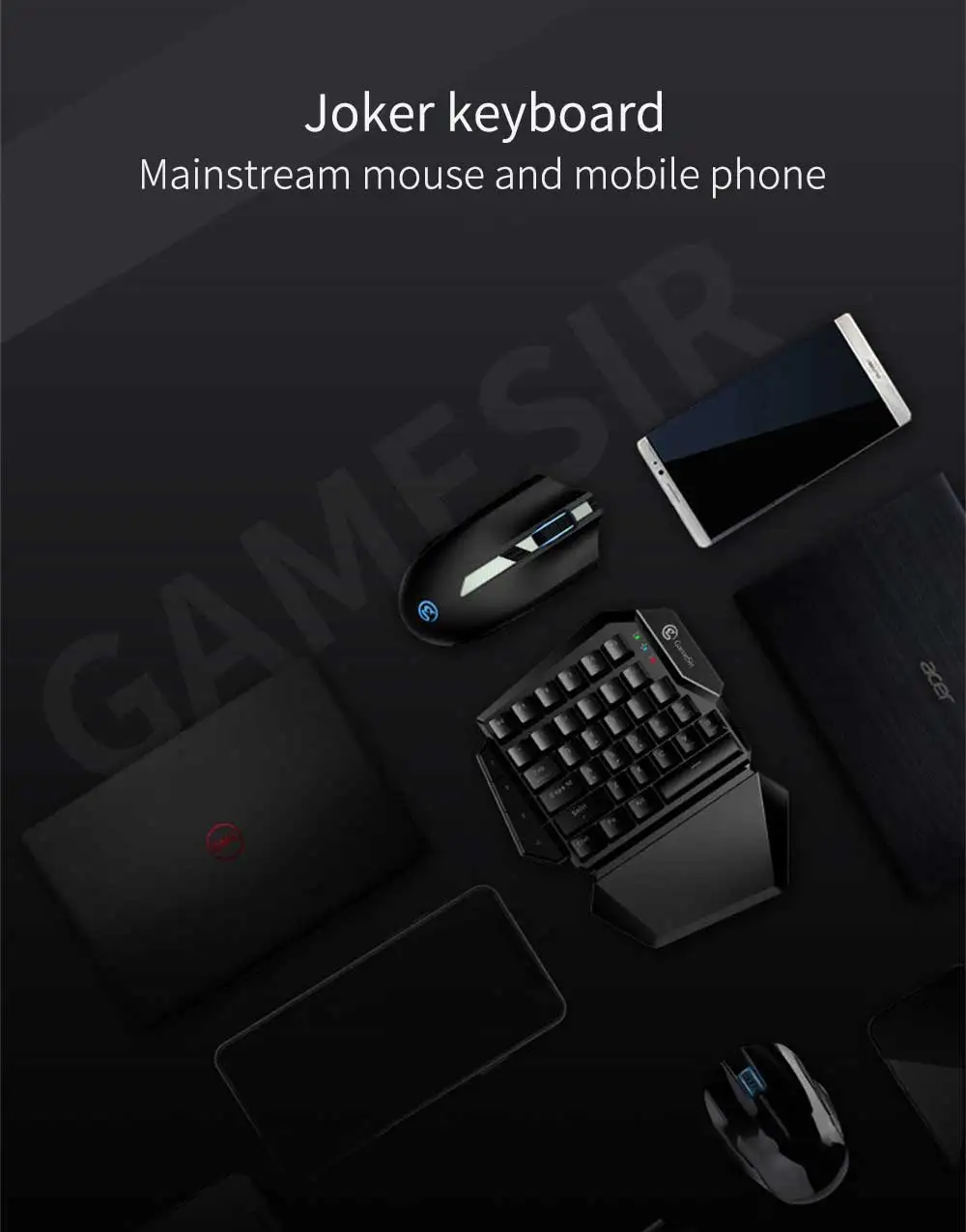 Z2 Gaming 2,4 GHz беспроводная клавиатура и мышь dpi комбинированная электронная Спортивная клавиатура с одной рукой для Android/Windows для игр PUBG FPS
