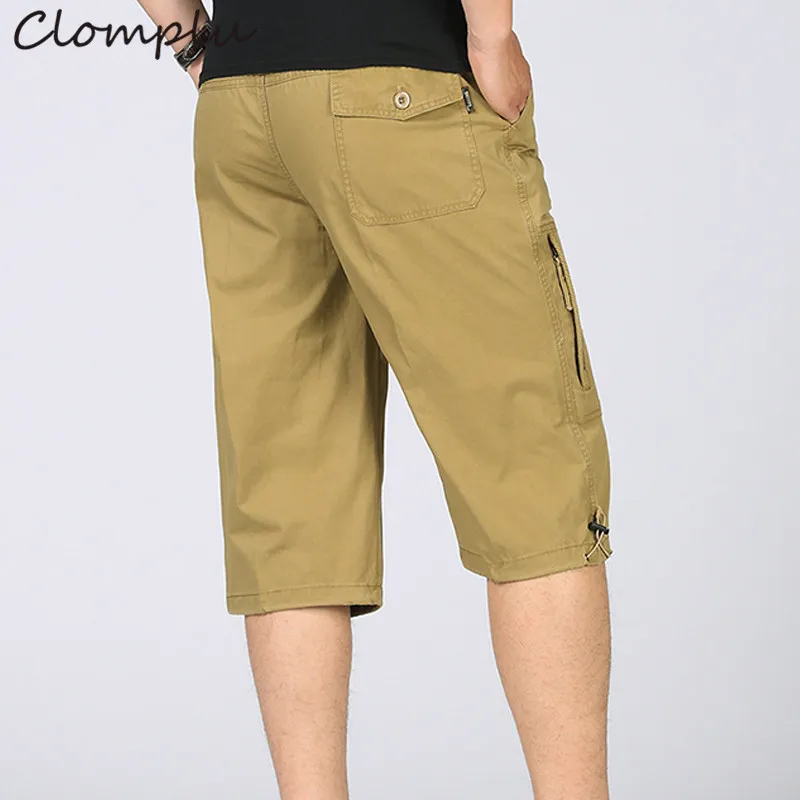 

Clomplu Cargo Shorts Men 3/4 Length Casual Clothing Summer Cool Breathable Cotton Plus Size 5XL 6XL Trousers Men
