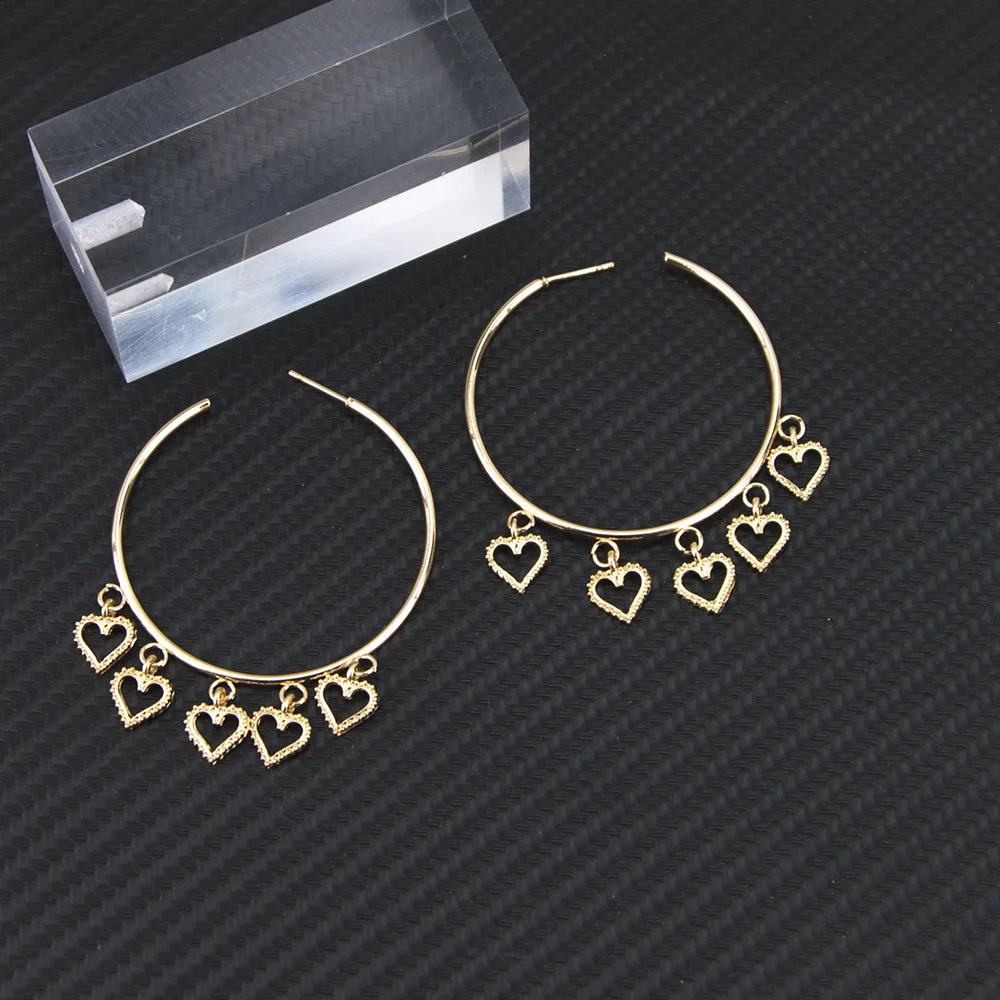 Корейские модные серьги золотого и серебряного цвета с большими полыми