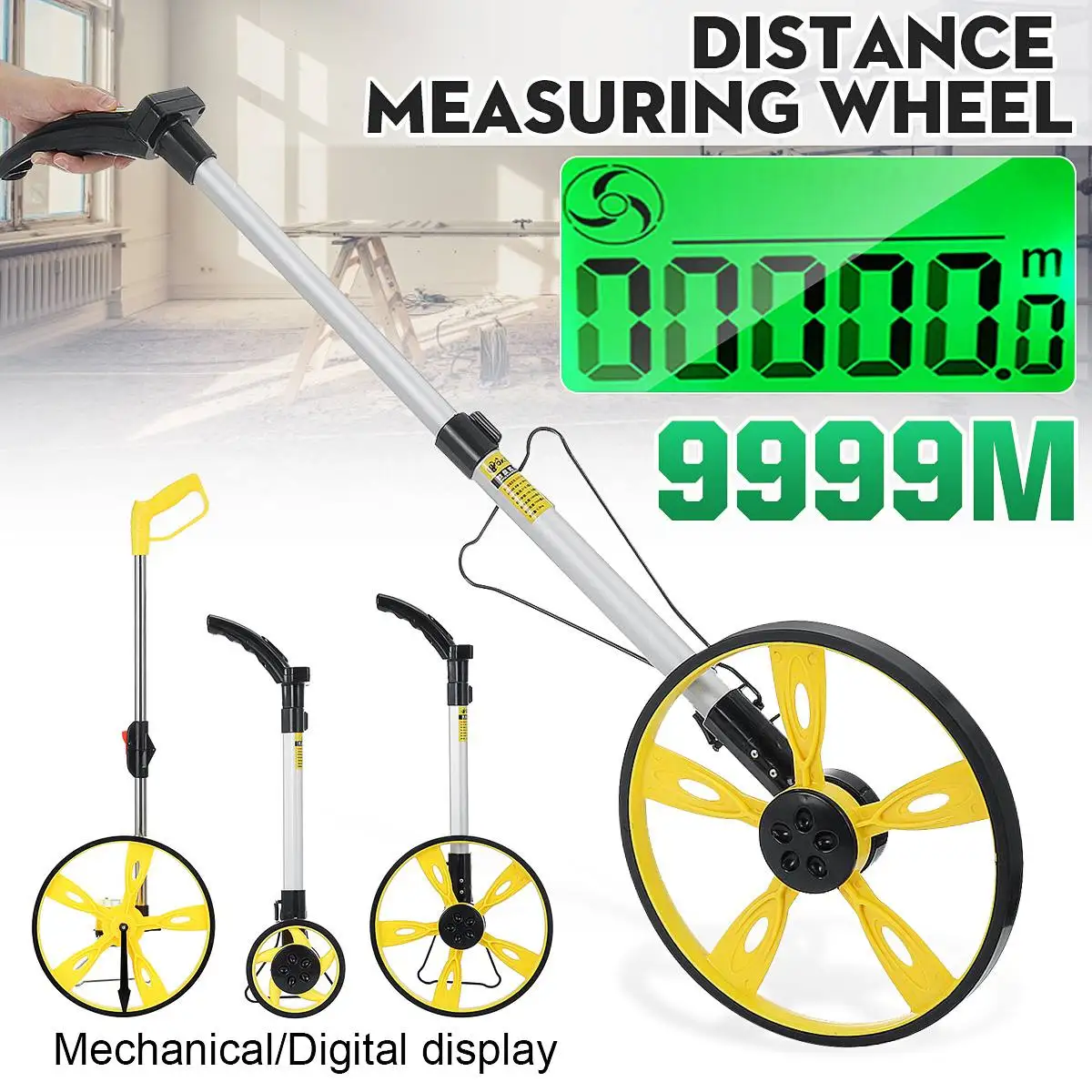 

Digital Display Distance Measuring Wheel Foldable Portable Long Distance 0-99999.9m Handheld Mechanical Range Finder Tools