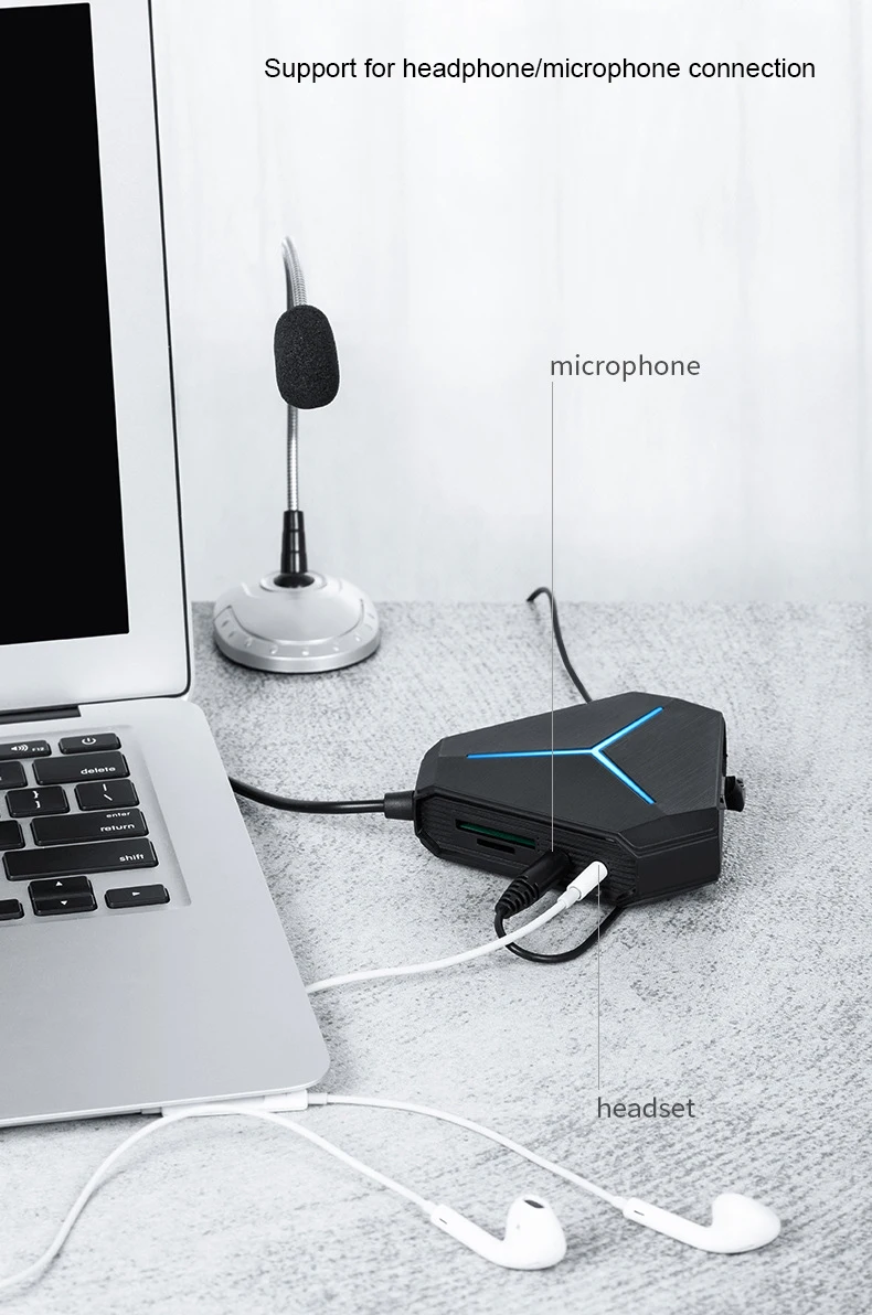 Мульти USB 3,0 концентратор USB разветвитель устройство для чтения карт SD TF с микрофоном Интерфейс высокая скорость 6 портов концентратор для ПК Компьютерные аксессуары