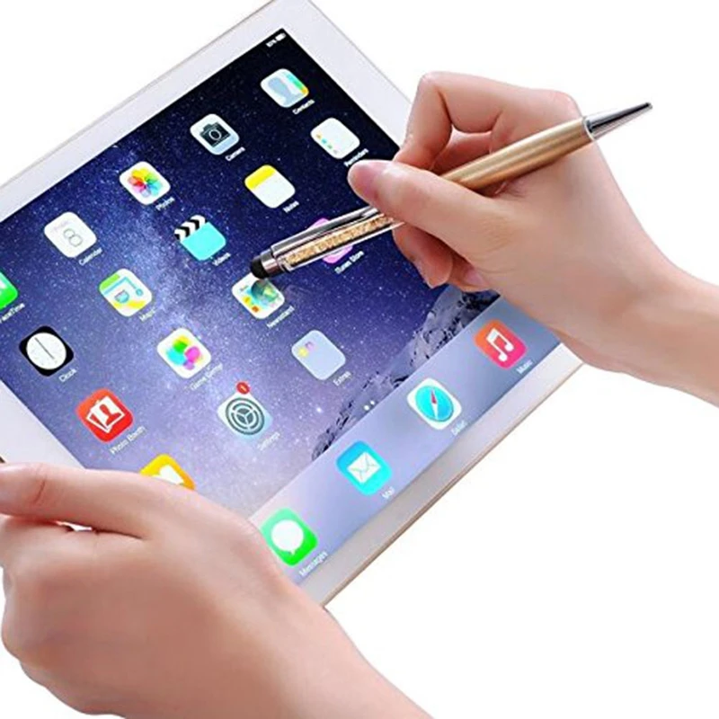 12 шт./упак. Bling 2 в 1 тонкий Кристальный ручка стилус со стразами и чернилами