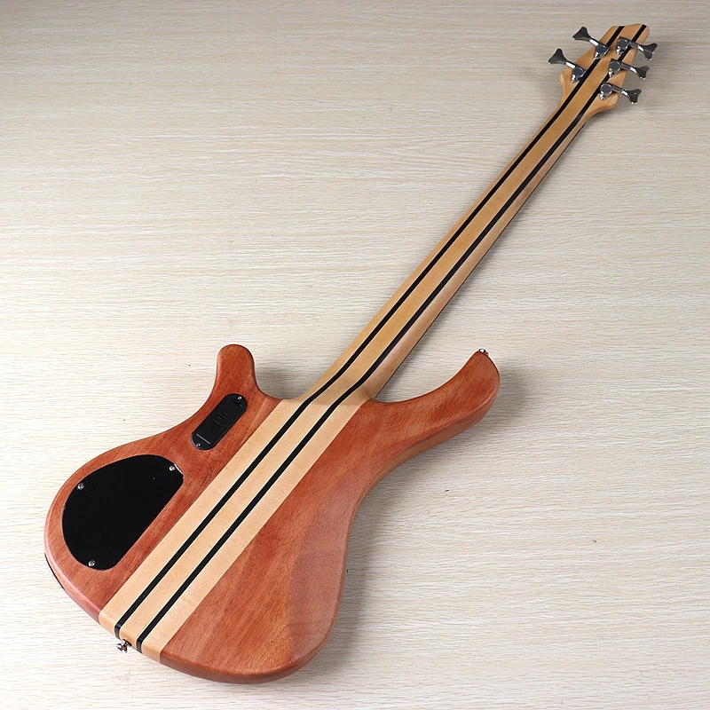 5 string hickory holz top aktive hals durch professionelle elektrische bass gitarre 43 zoll solide okoume holz körper bass gitarre free global sh