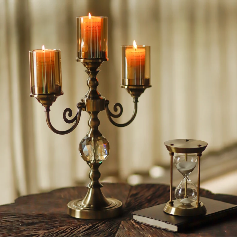 

Luxury Glass Candle Holders Elegant Metal Vintage Candle Holders Outdoor Romantic Dinner Chandelier Bougeoir Home Decor EA60ZT