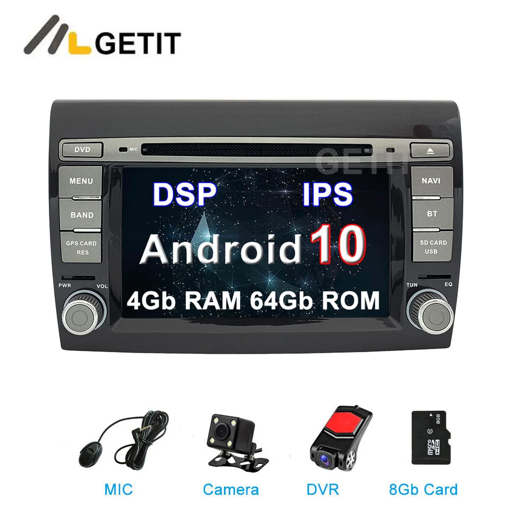 DSP ips Android 10 автомобильный DVD мультимедийный плеер для Fiat Bravo 2007-2012 автомобильный Радио Стерео gps навигация