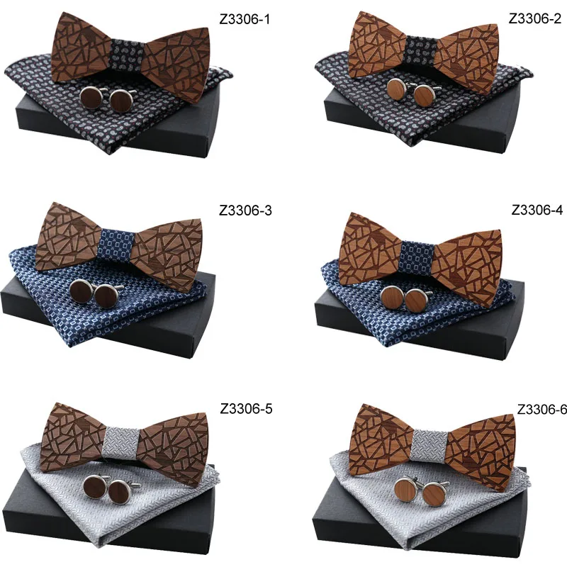 2019 Новое поступление модные галстуки бабочки из орехового дерева Hnadkerchief Bowtiw