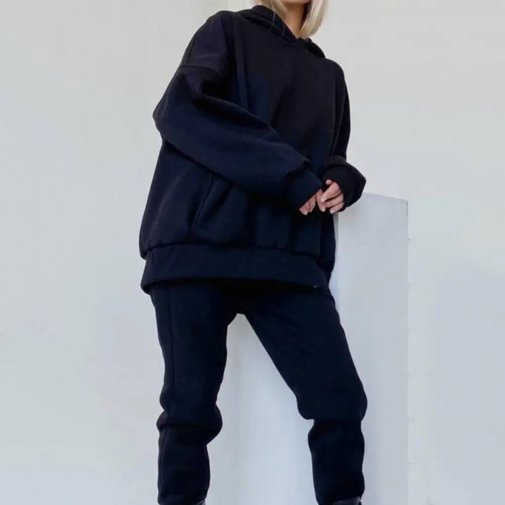 

Hoodie Pants Suit Women Sweatshirt Pullovers Tops Harem Jogger Pants 2 pieces sets Warm Casual Long Sleeve Hooded Women Suit Top