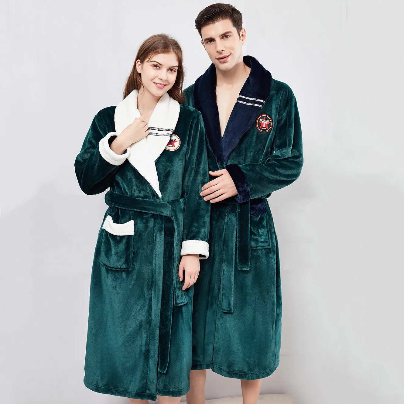 Зимние теплые влюбленные кимоно Банный халат одежда для сна девушек и мужчин