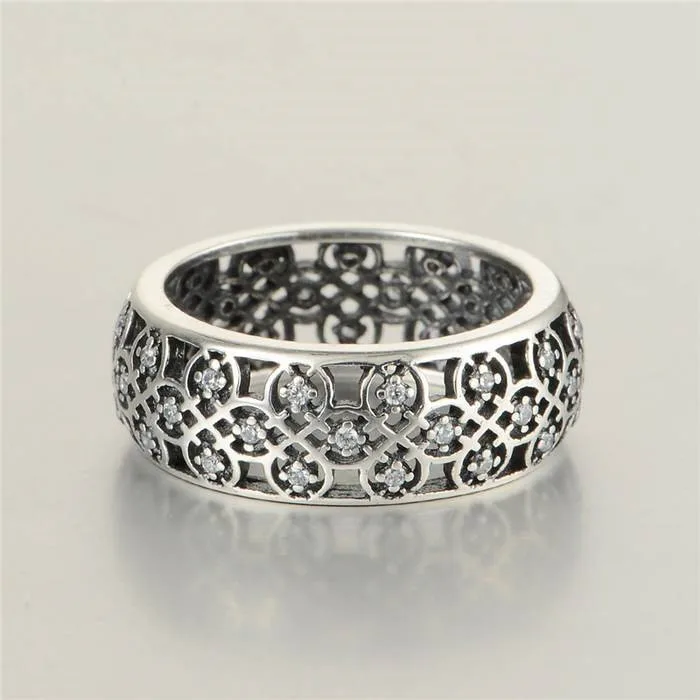 Vintage Hollow Patter Round Silver Rings anillos Real 925 Sterling silver jewelry Wedding For Women &amp Men RIP458 | Украшения и