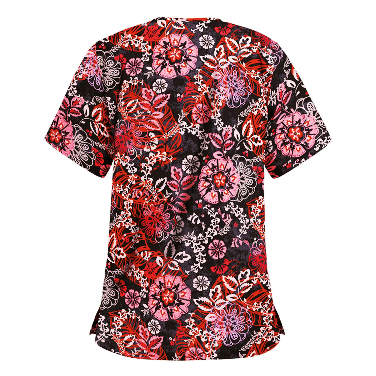 

Working Nurse Uniform Tops Flower Printing T Shirt Short Sleeve V Neck Nursing Clothes for Women Uniforme Enfermera Mujer