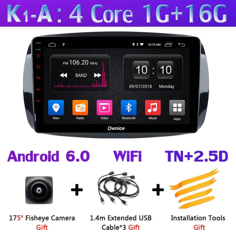 K1-A 360 ° камера 4G LTE Android 9,0 4G+ 64G SPDIF DSP CarPlay Автомобильный мультимедийный плеер для Mercedes Benz Smart Fortwo- gps радио - Цвет: K1-A