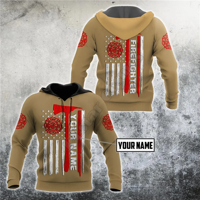 

Customize Name Firefighter 3D All Over Printed Hoodies zipper hoodie women For men Halloween Pullover streetwear 01