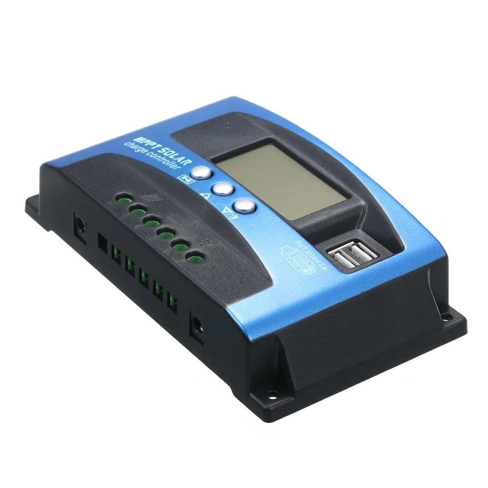 MPPT Солнечный контроллер заряда двойной USB ЖК-дисплей Авто Солнечная батарея Панель зарядное устройство регулятор MPPT 60A 30A 40A 50A 100A солнечный регулятор