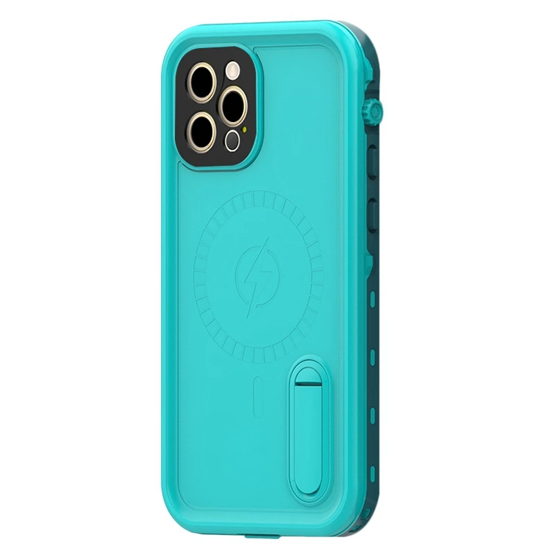 

for Apple iPhone 12 Pro Lightweight Portable Solid Color Waterproof Phone Case with Stand