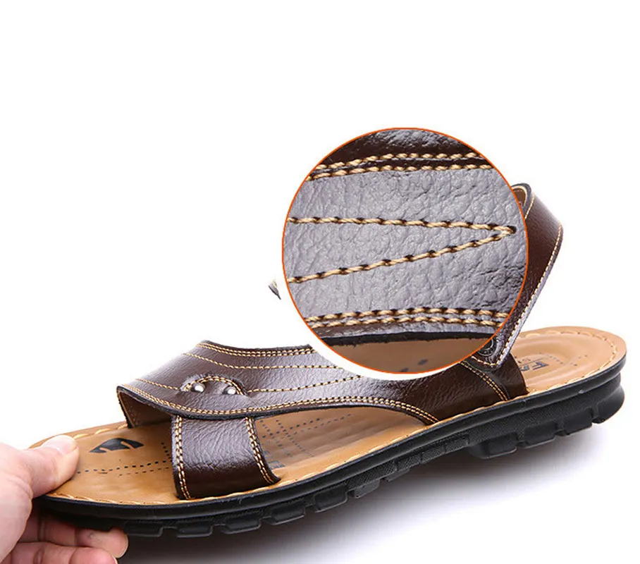 Мужские летние сандалии из искусственной кожи мягкие удобные пляжные