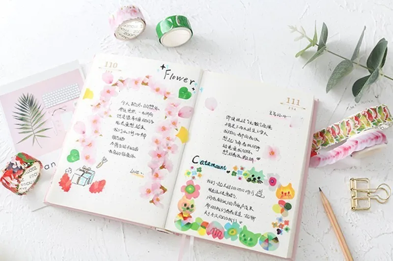 Креативная Цветочная наклейка s Kawaii мультяшная бумага DIY фото клейкая лента декоративная ручная счетная наклейка подарочные товары для рукоделия 06537