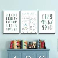 custom name birth wall decor posters abc number canvas painting wall art nordic baby bedroom home decoration pictures wall decor