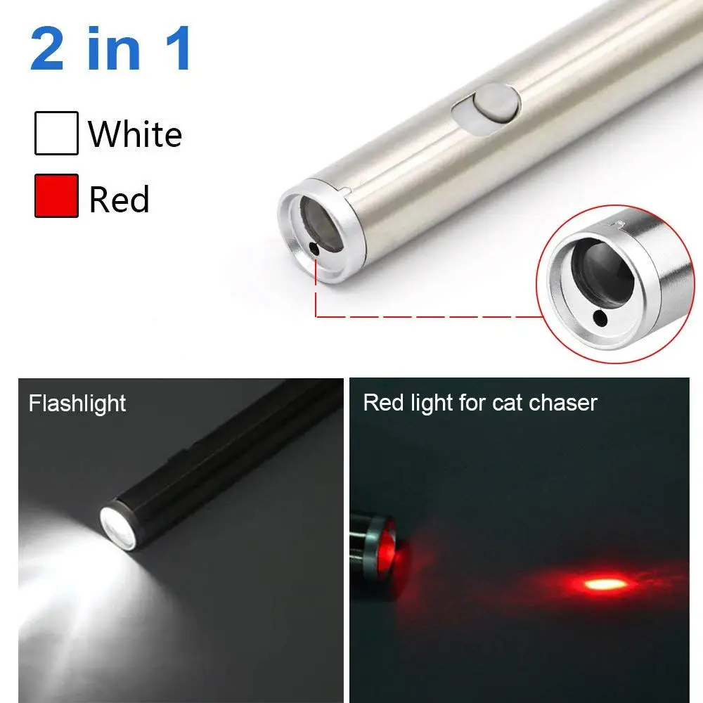 2 in 1 Multi Function Funny Cat Chaser Toys Mini Flashlight Laser LED Pen Light Pointers Pet | Спорт и развлечения